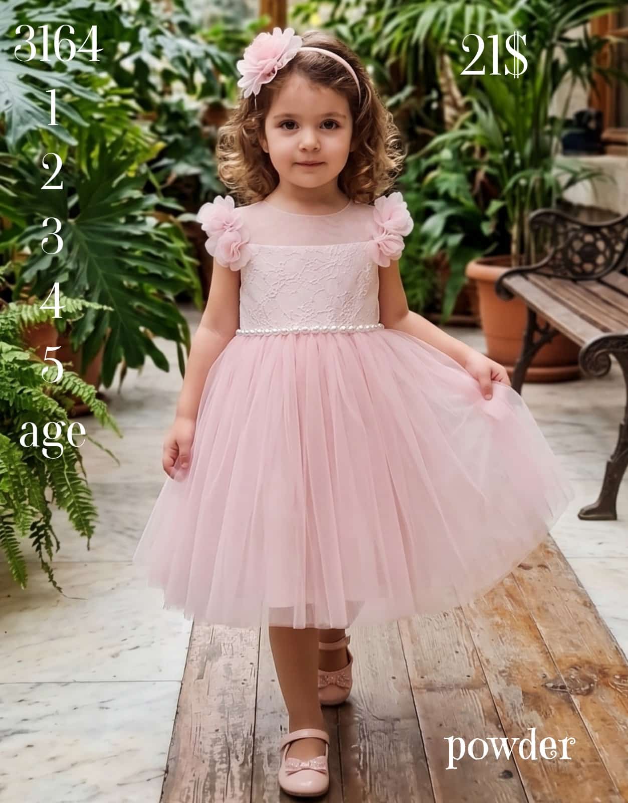 Liv Olivia Liv-3164, Girls' Lace Tutu Dress with Pearl Embellishments · Powder pink wholesale Girls