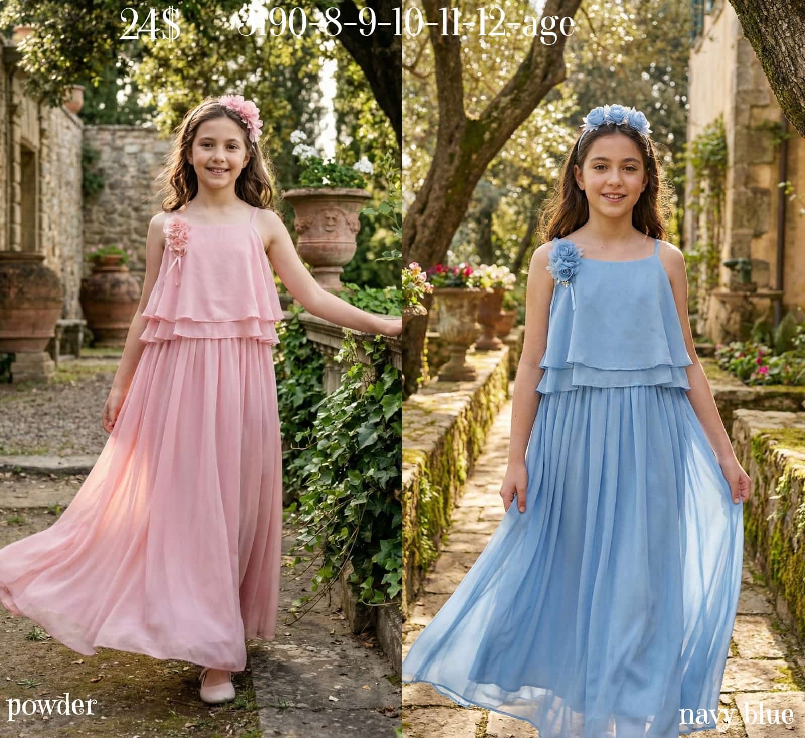 Liv Olivia Liv-3190 Layered Chiffon Girls Special Occasion Dress · Light blue wholesale Girls