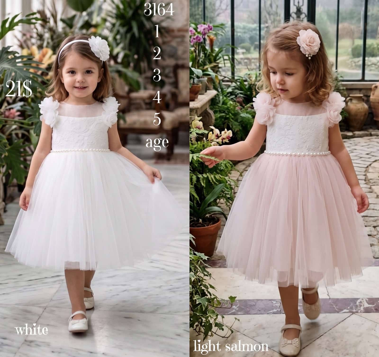 Liv Olivia Liv-3164 , Pearl-Embellished Lace Tutu Party Dress for Girls · White wholesale Girls